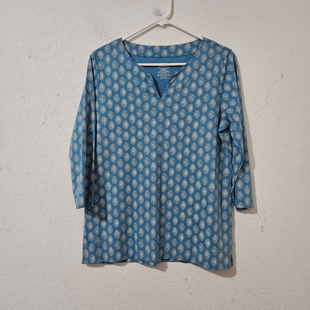 L.L. Bean 100% Supima Cotton Deep V-Neck Relaxed Fit Tunic
